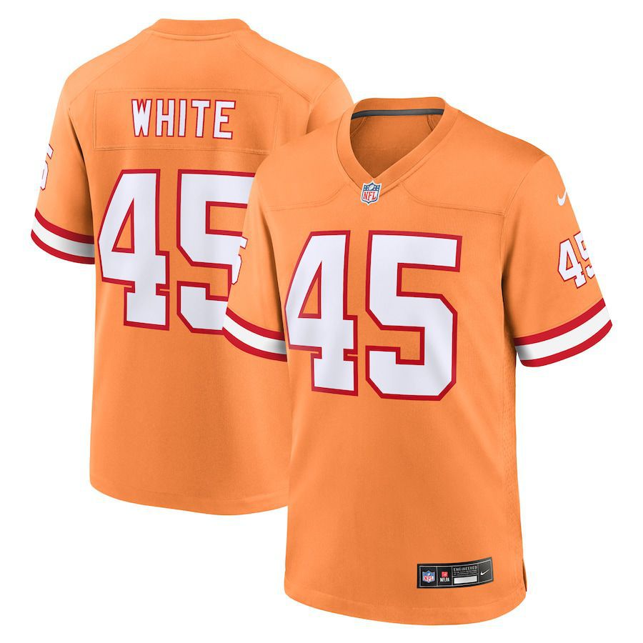 Men Tampa Bay Buccaneers 45 Devin White Nike Orange Throwback Game NFL Jersey